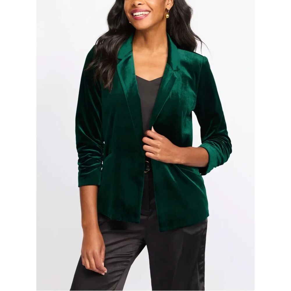 NWT 41 Hawthorn Emerald Velvet Blazer Large Old Money Quiet Luxury